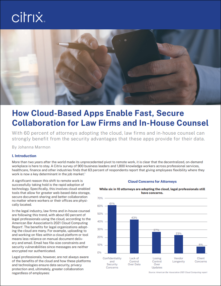 How Cloud-Based Apps Enable Fast, Secure Collaboration for Law Firms and In-House Counsel