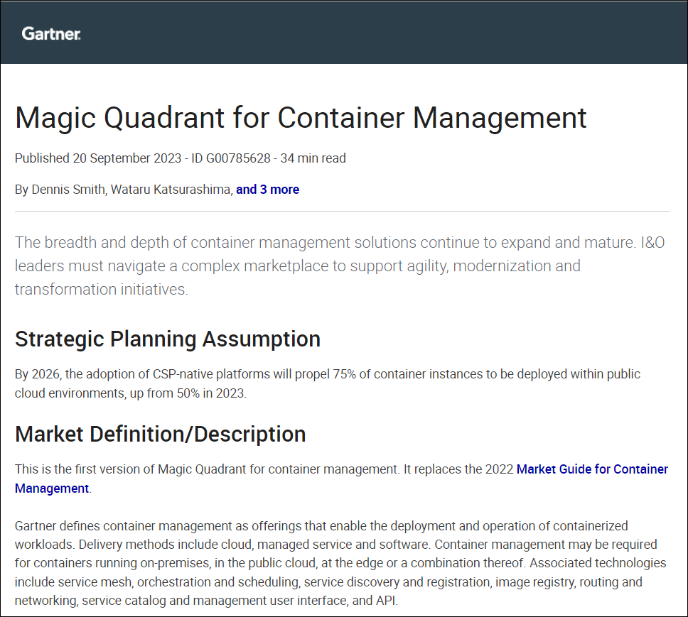Red Hat named a Leader in 2023 Gartner® Magic Quadrant™ for Container